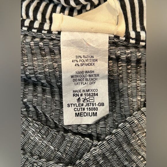 Caution to the Wind Mini Dress Women's Size Medium Black White Striped Button - Picture 4 of 4